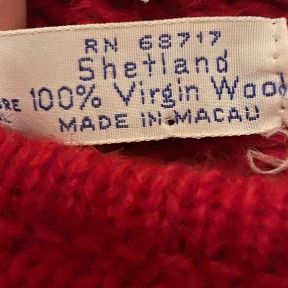 Vintage Windcrest Red 100% Wool Cable Knit Double Breasted Cardigan Size Small - Picture 16 of 16